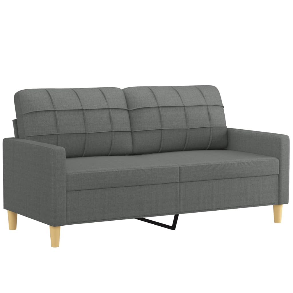 2-piece sofa set with cushions in dark grey fabric
