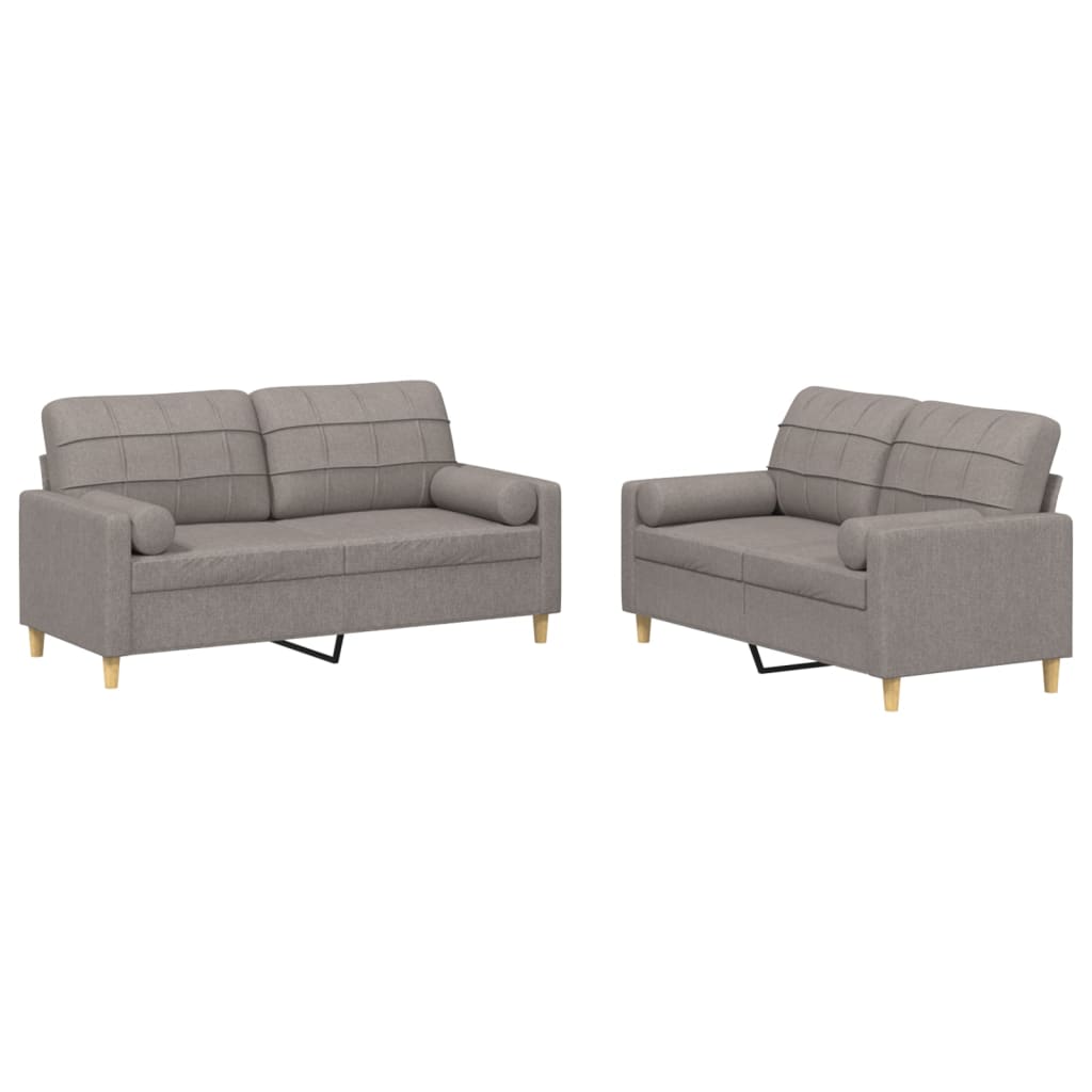 2-piece sofa set with cushions in taupe fabric