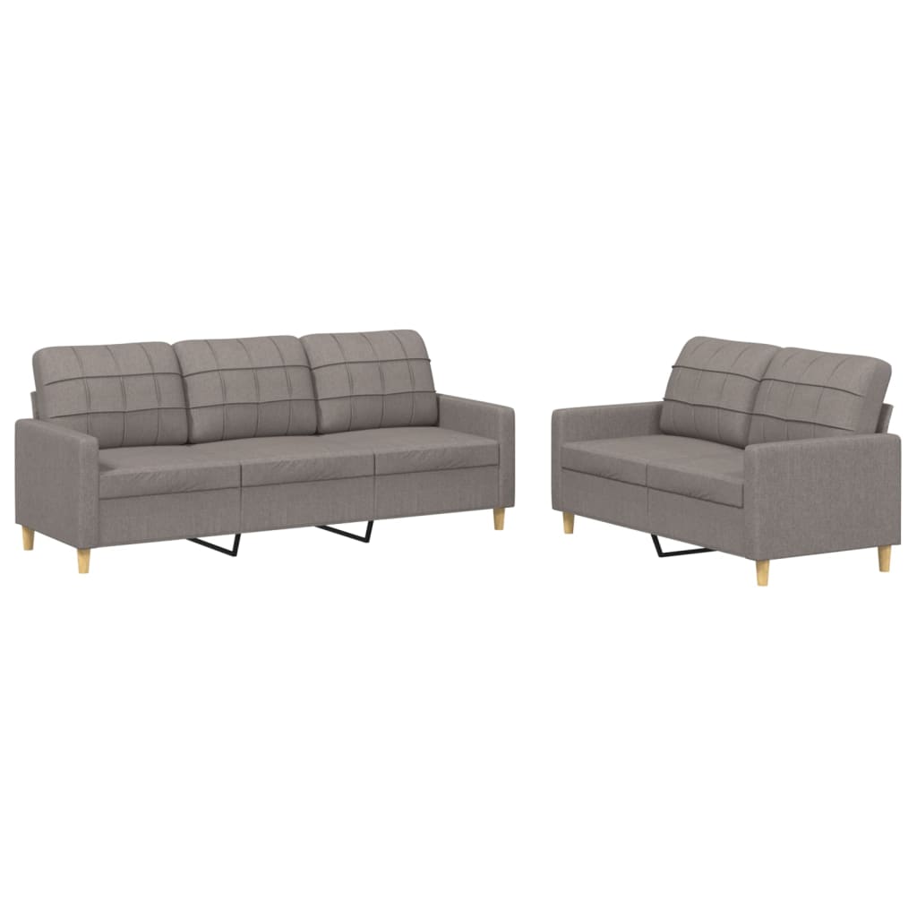 2-piece sofa set with cushions in taupe fabric