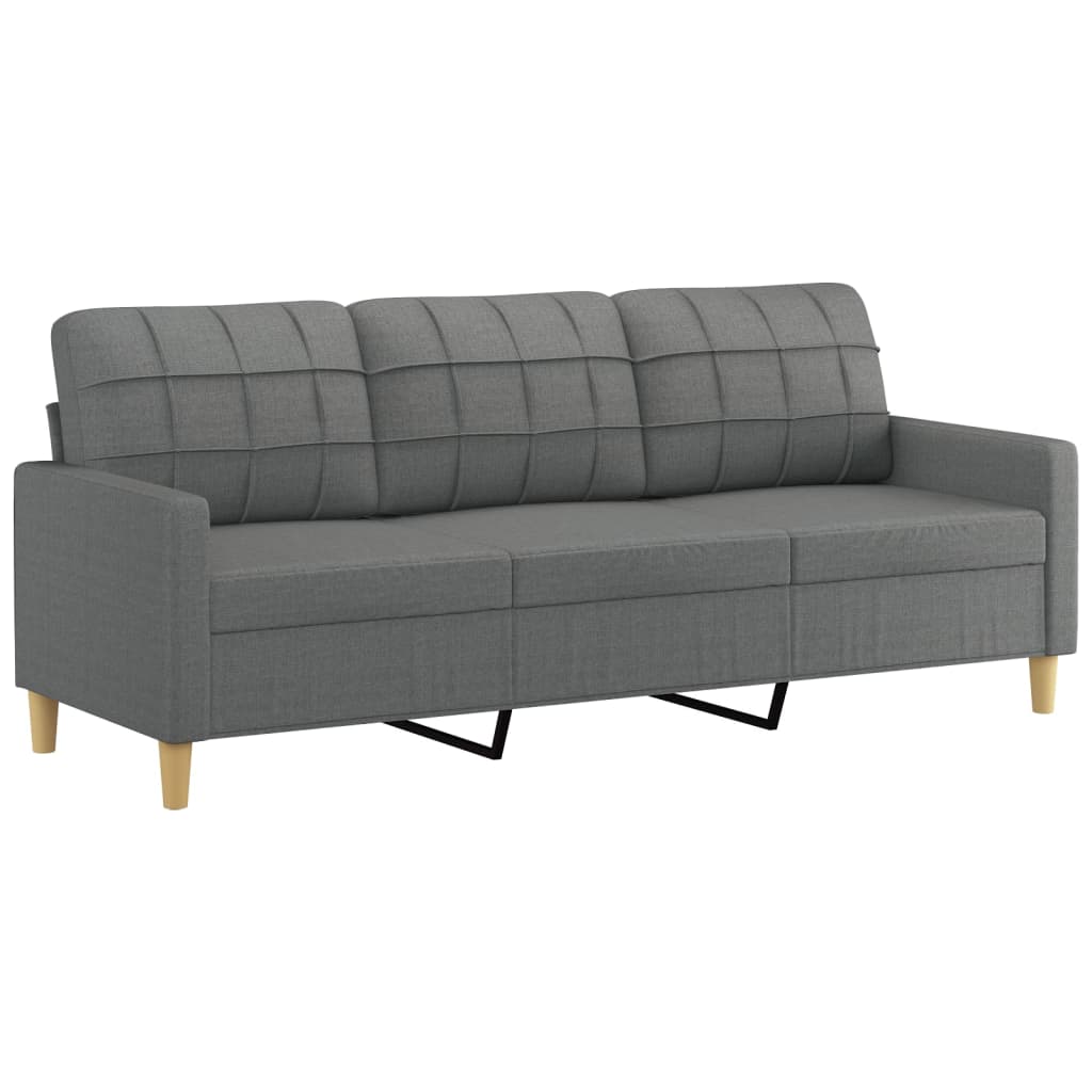 2-piece sofa set with cushions in dark grey fabric