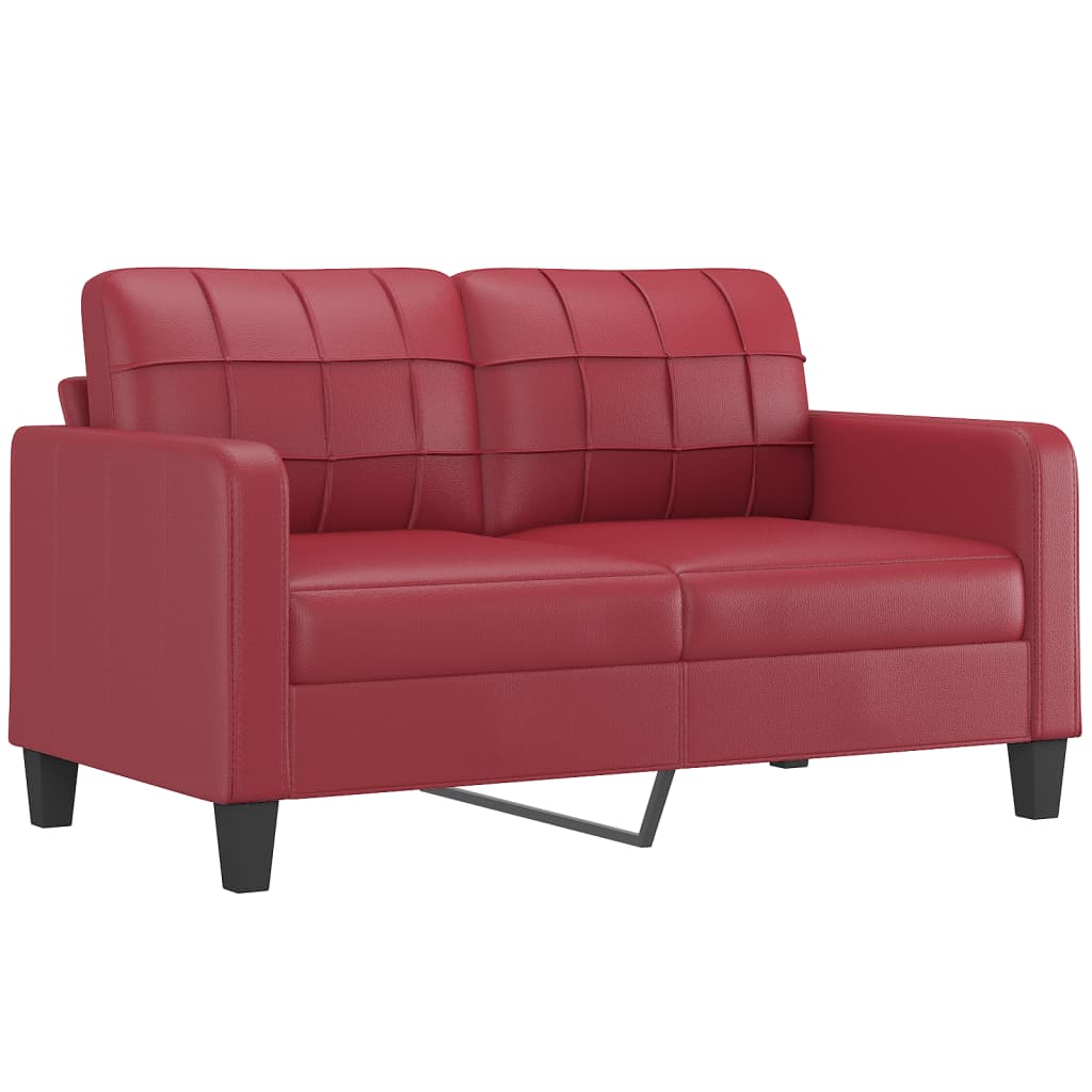 2-piece sofa set with cushions, wine red, faux leather
