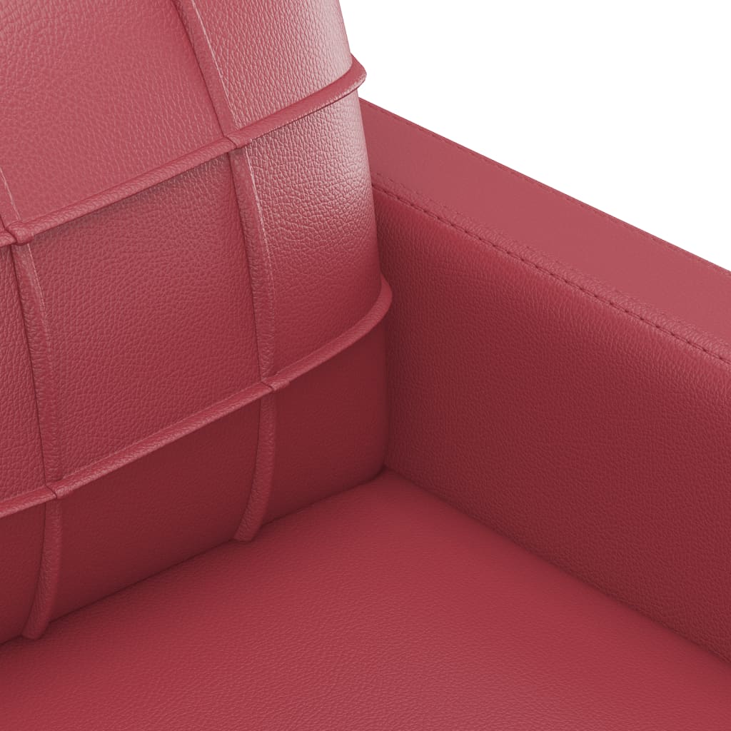 2-piece sofa set with cushions, wine red, faux leather
