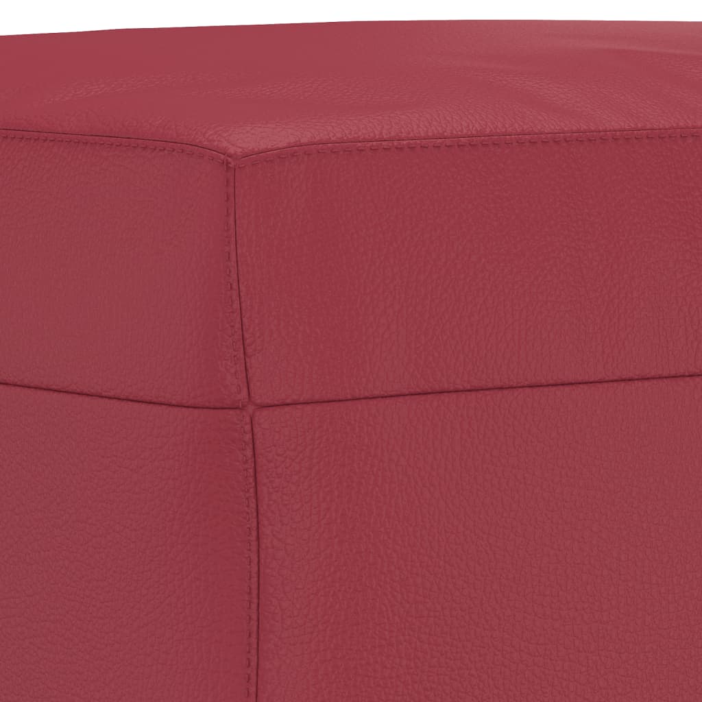 3-piece sofa set with cushions, wine red, faux leather