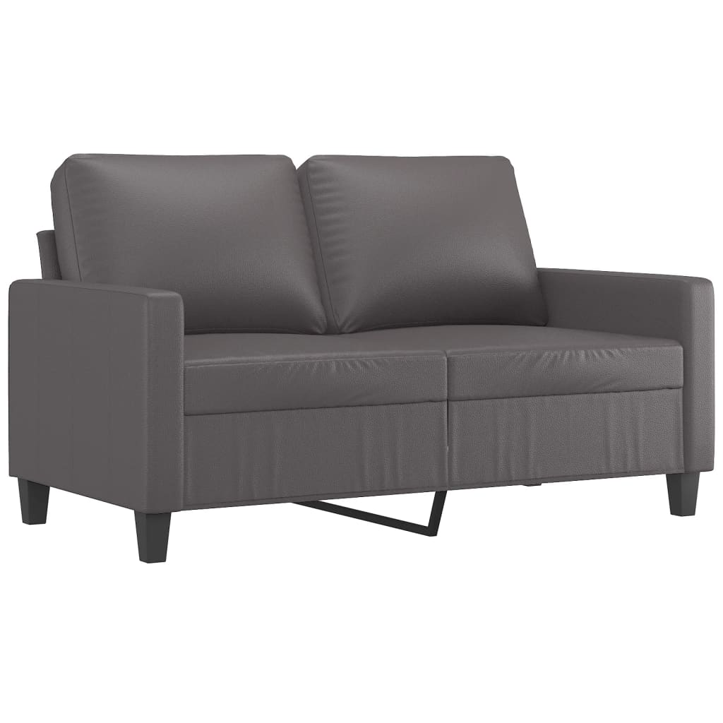 3-piece sofa set with cushions, grey faux leather