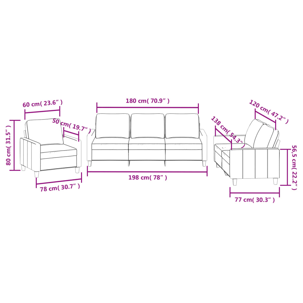 3-piece sofa set with cushions, grey faux leather