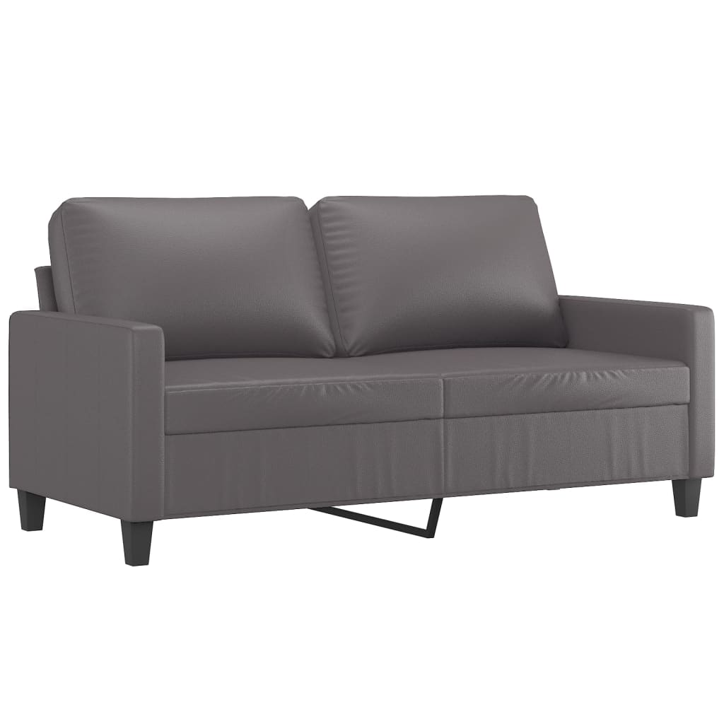 2-piece sofa set with cushions, grey faux leather