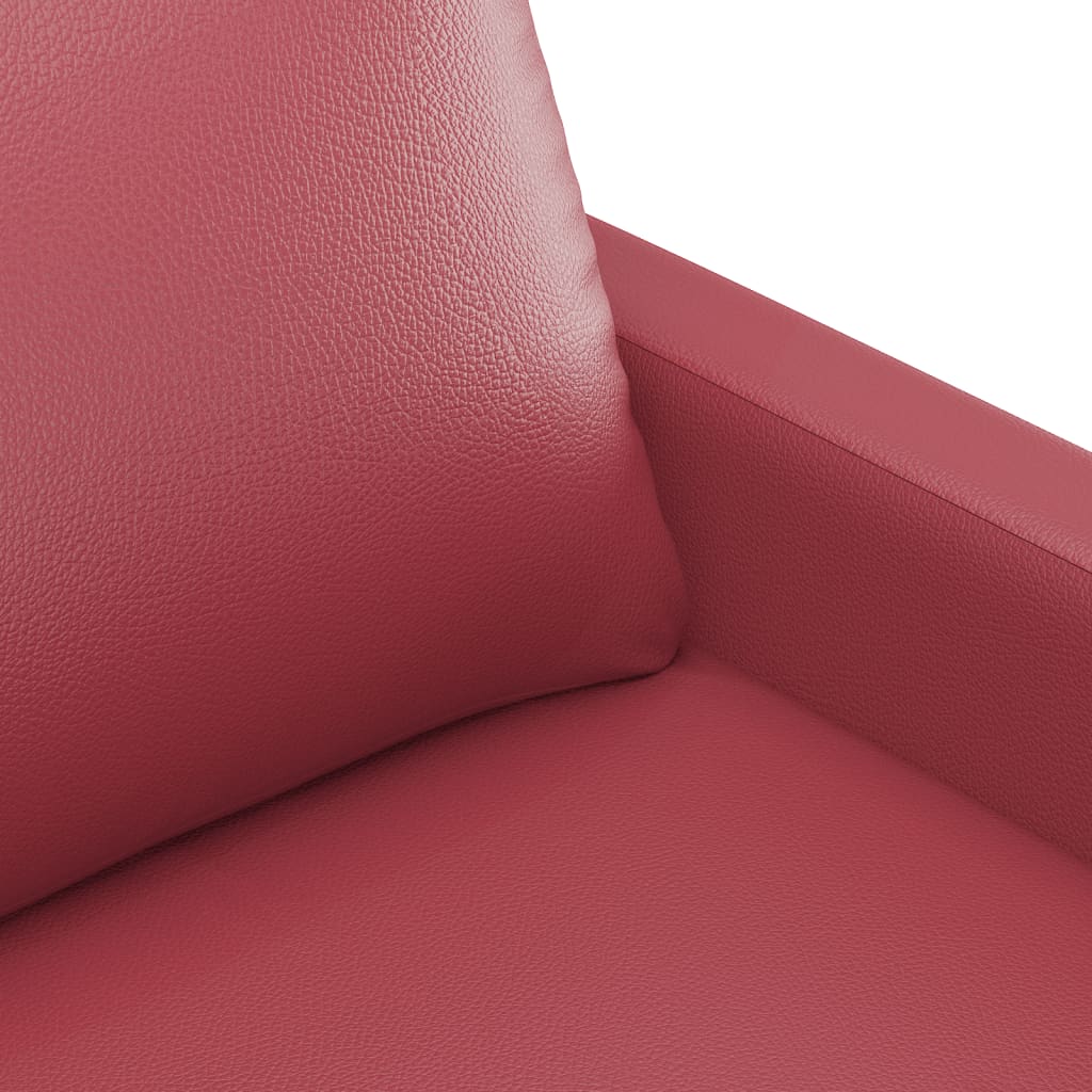 2-piece sofa set with cushions, wine red, faux leather