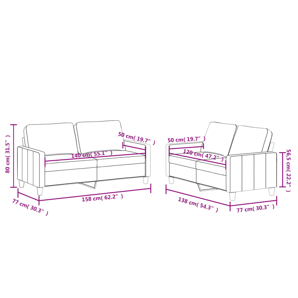 2-piece sofa set with cushions, wine red, faux leather