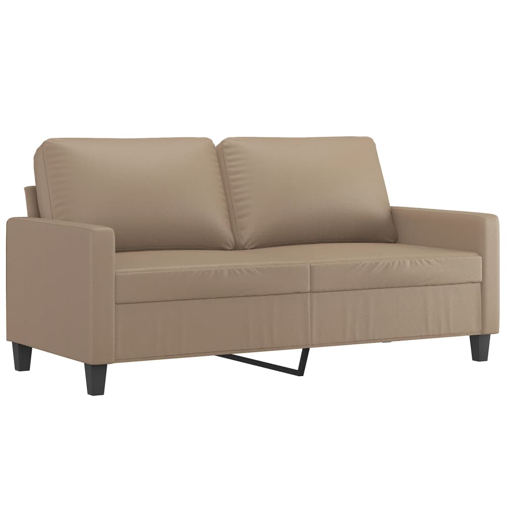2-piece sofa set with cushions, cappuccino brown, faux leather