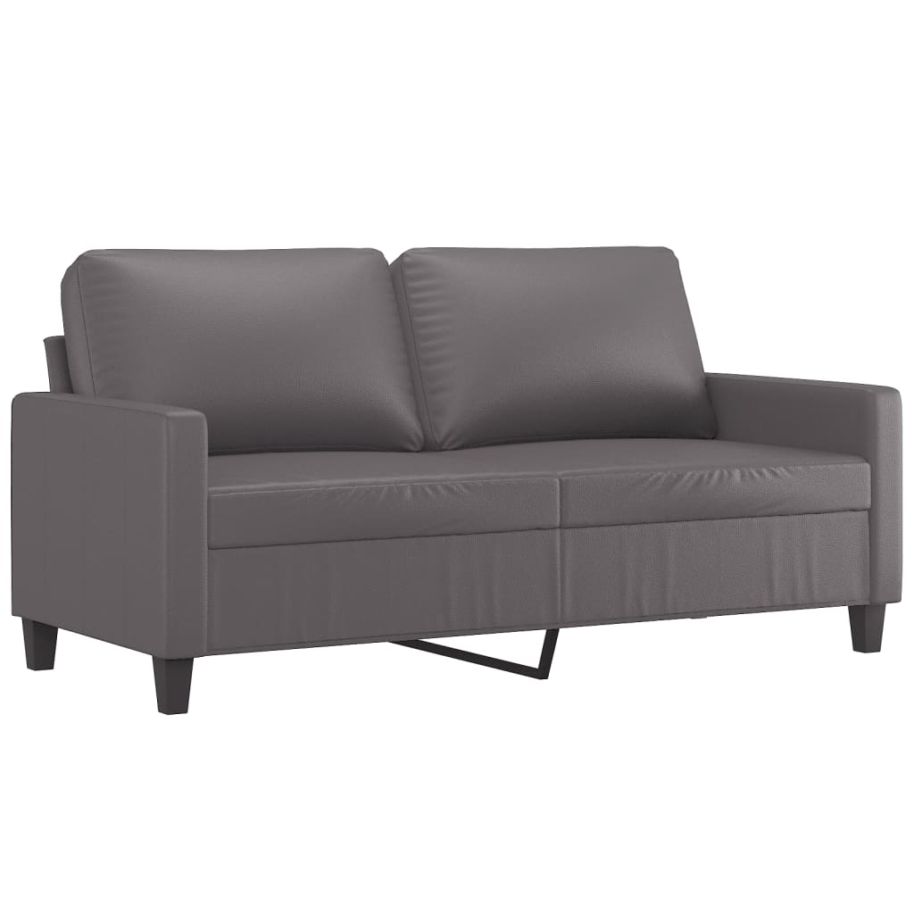 3-piece sofa set with cushions, grey faux leather