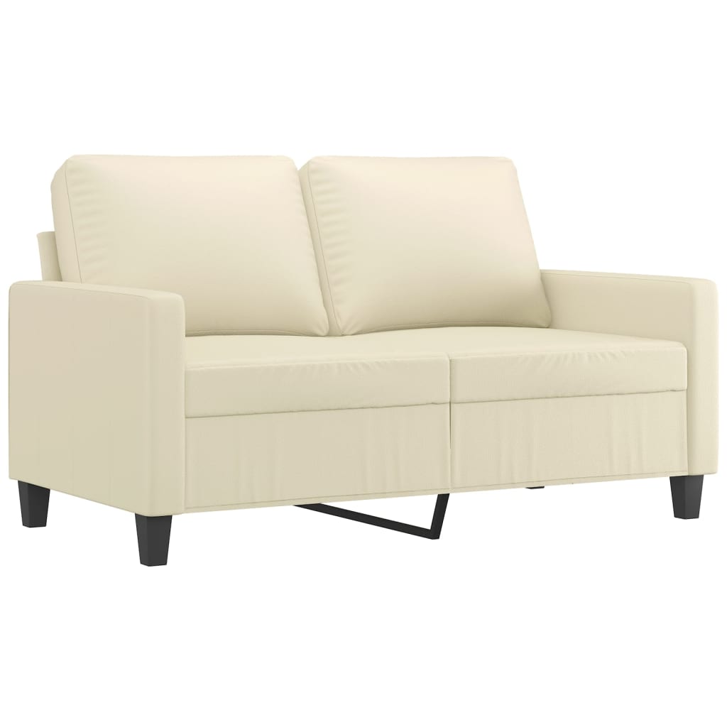 2-piece sofa set with cushions cream faux leather