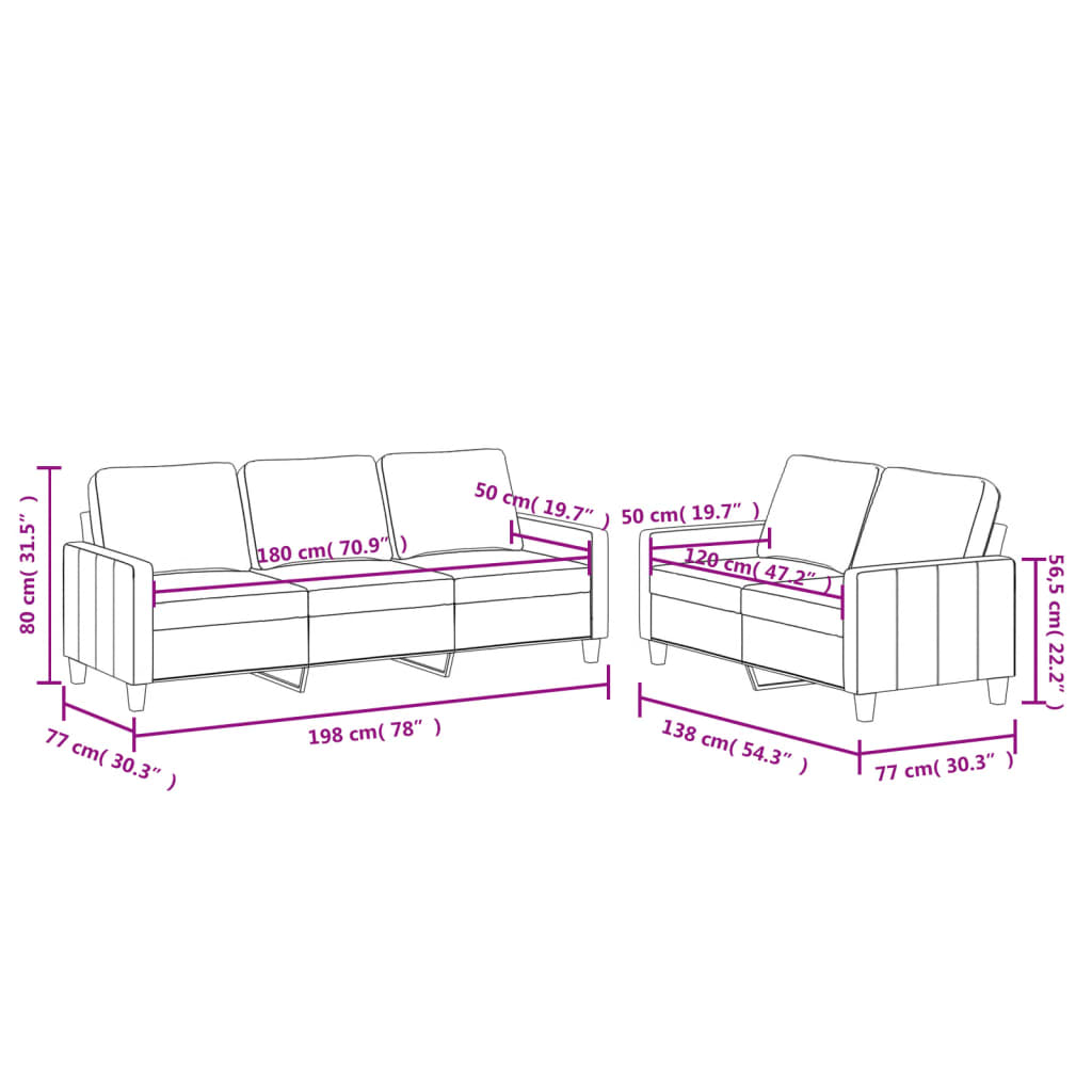 2-piece sofa set with cushions cream faux leather