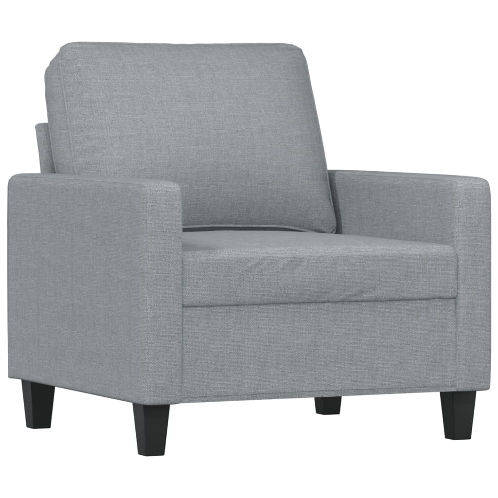 3-piece sofa set with cushions in light grey fabric