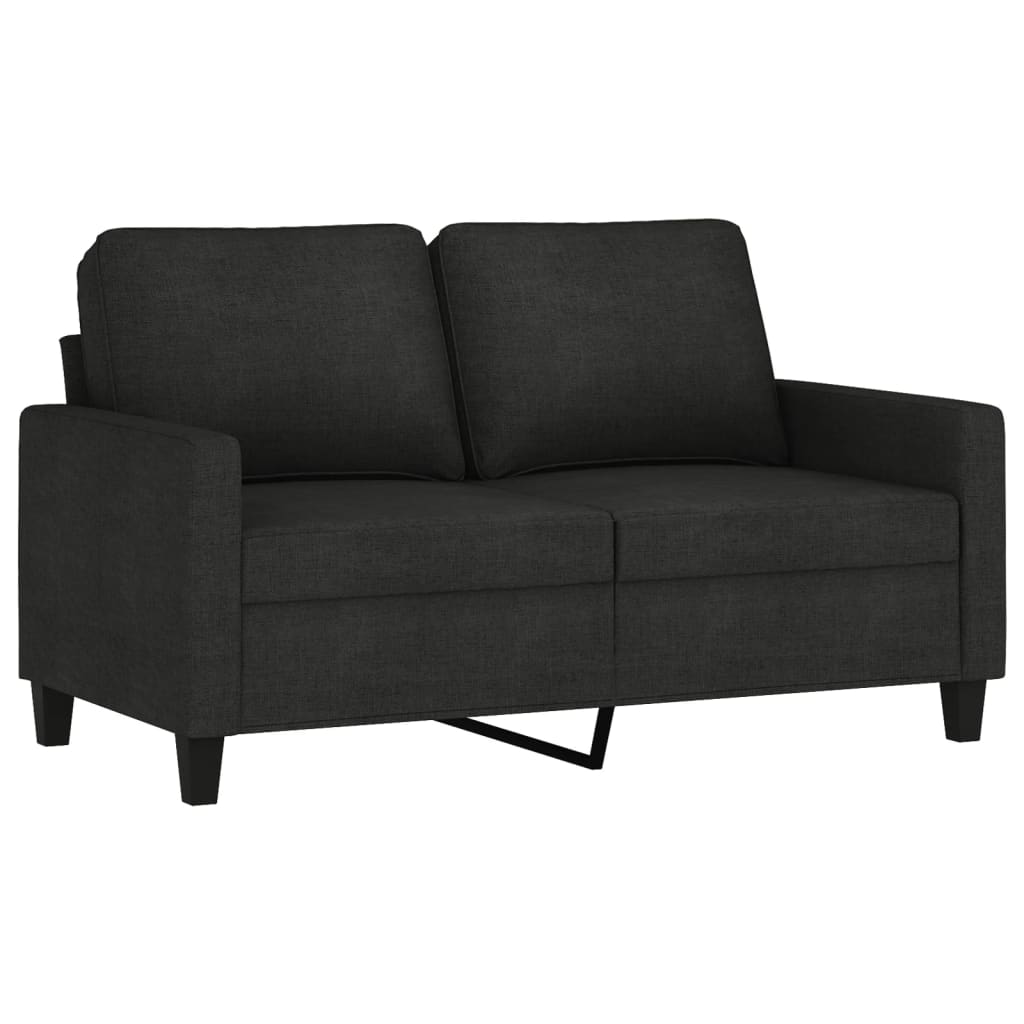 2-piece sofa set with cushions in black fabric
