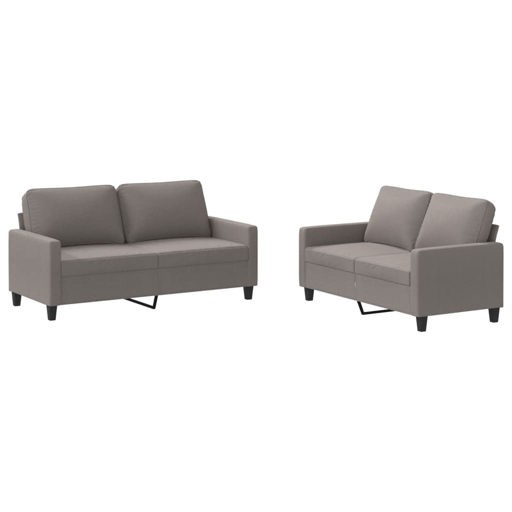 2-piece sofa set with cushions in taupe fabric