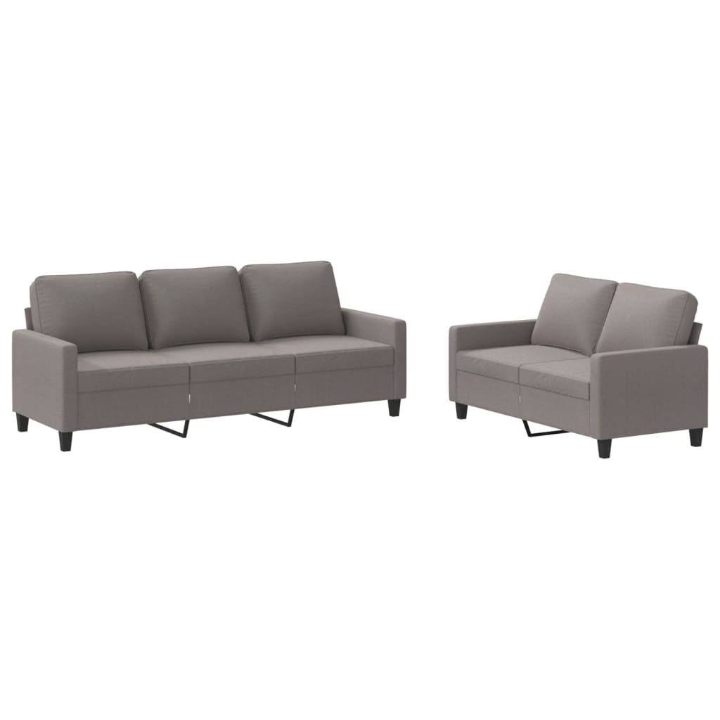 2-piece sofa set with cushions in taupe fabric