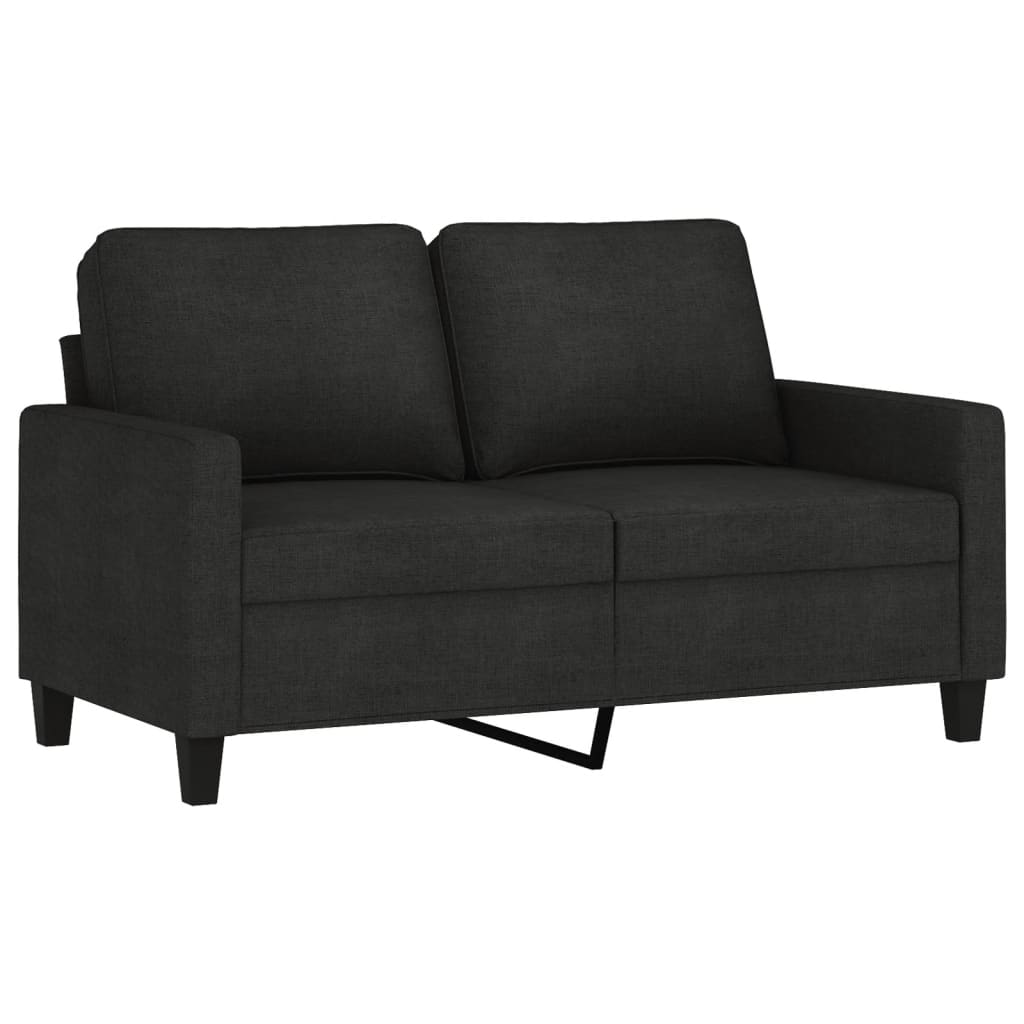 3-piece sofa set with cushions in black fabric