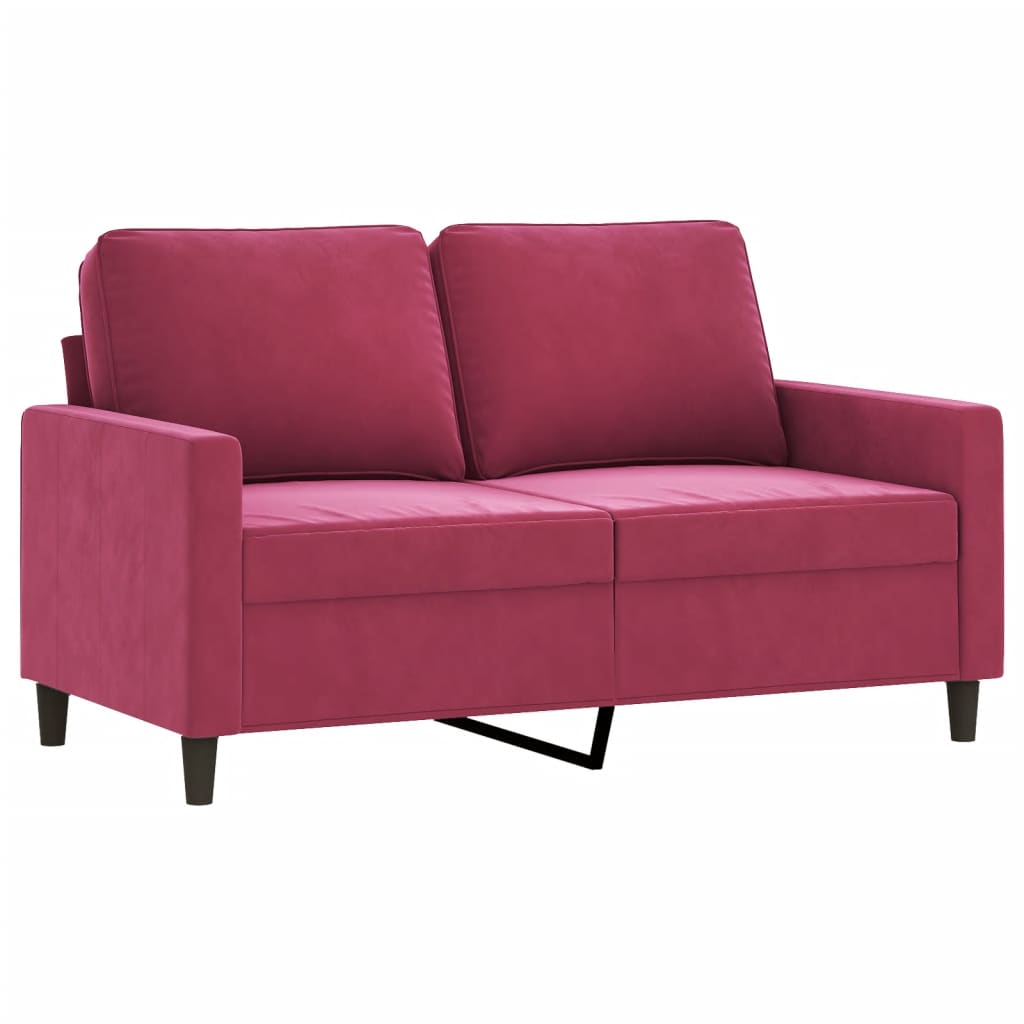 3-piece sofa set with cushions wine red velvet