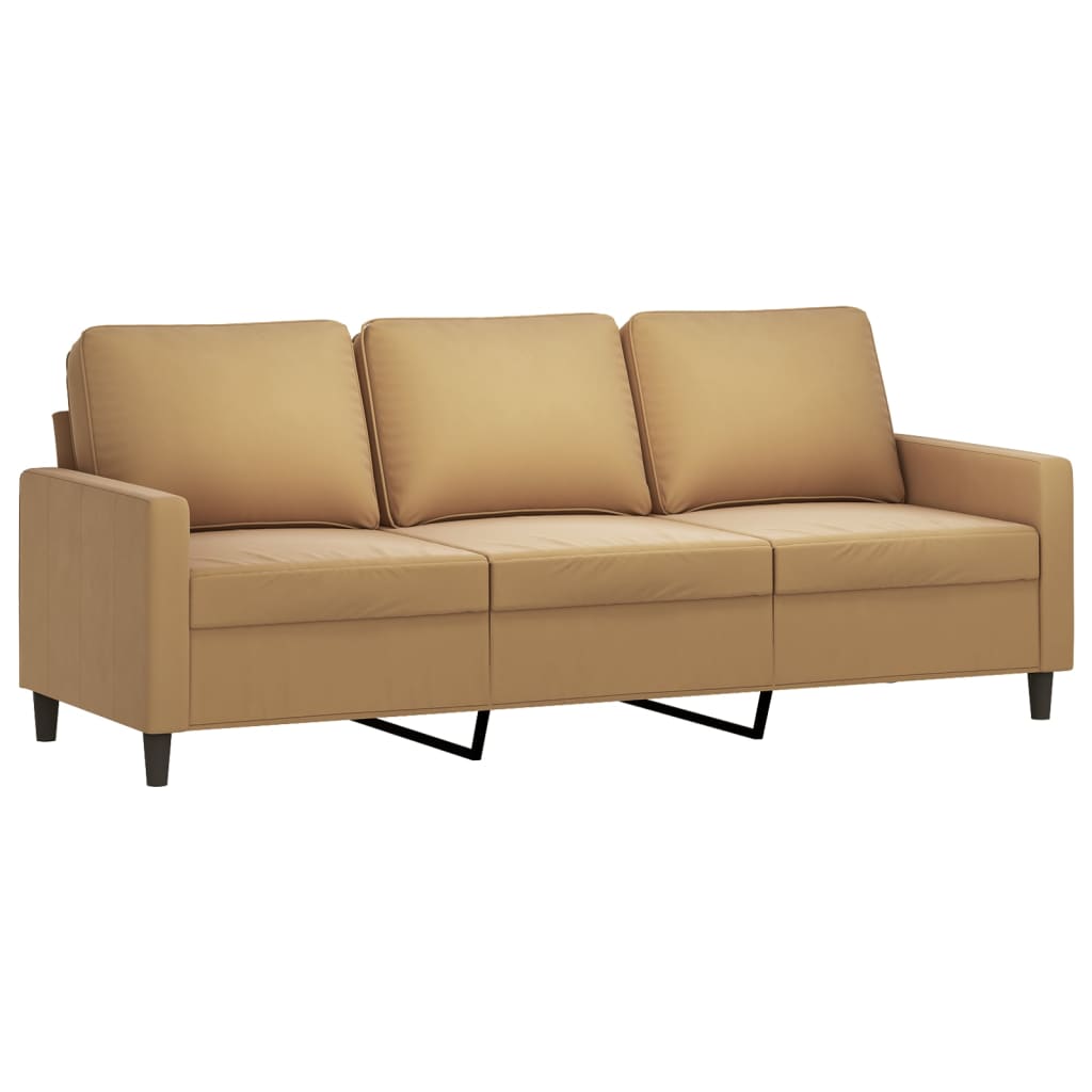3-piece sofa set with cushions brown velvet