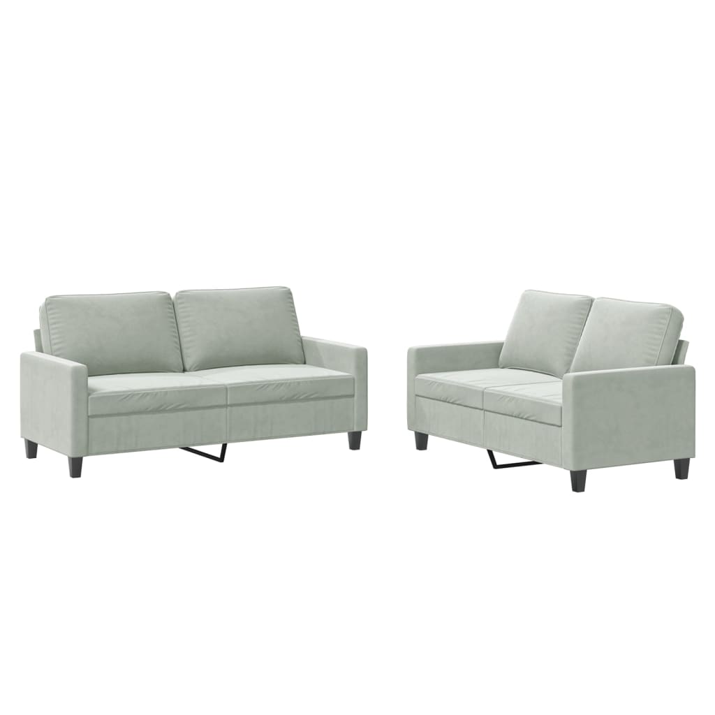 2-piece sofa set with cushions light grey velvet
