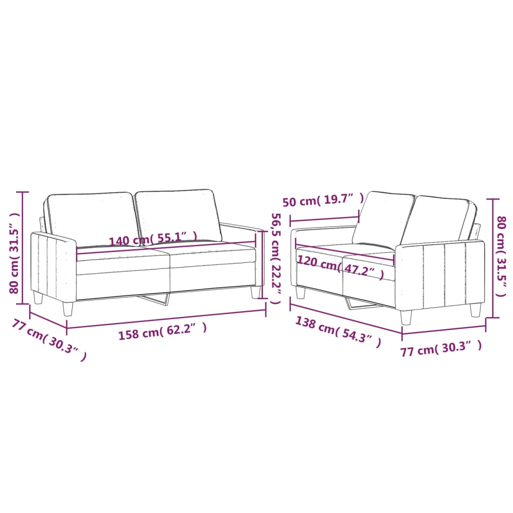 2-piece sofa set with cushions dark green velvet