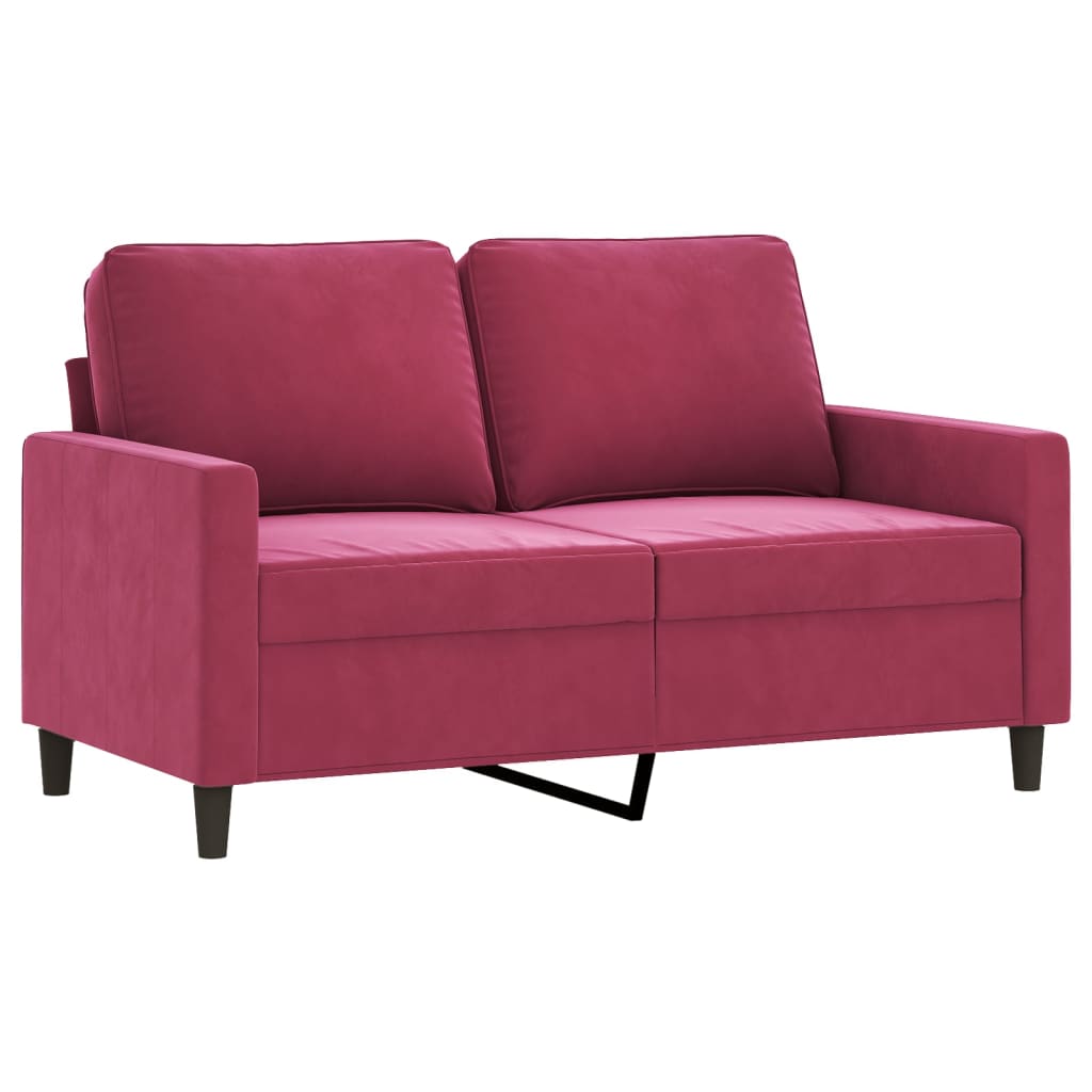 2-piece sofa set with cushions wine red velvet