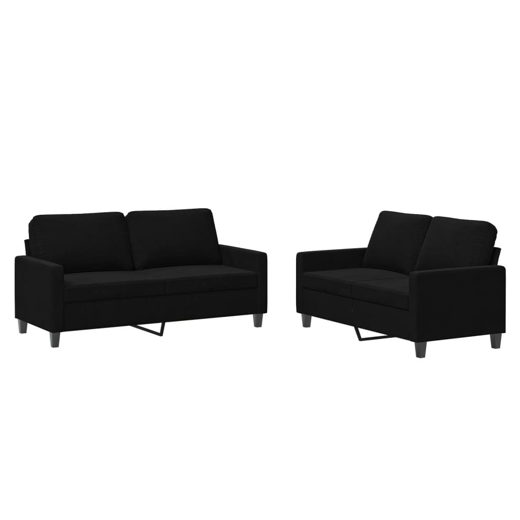 2-piece sofa set with cushions black velvet