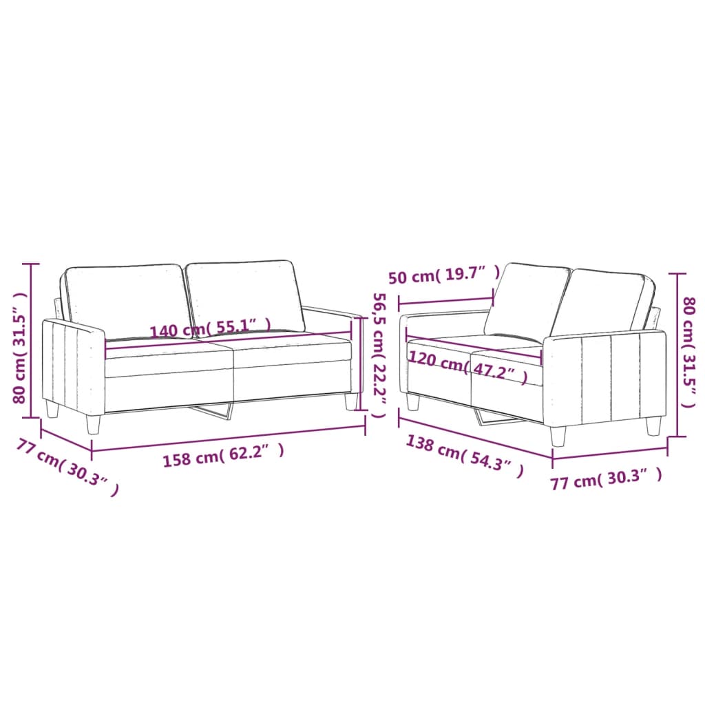 2-piece sofa set with cushions yellow velvet