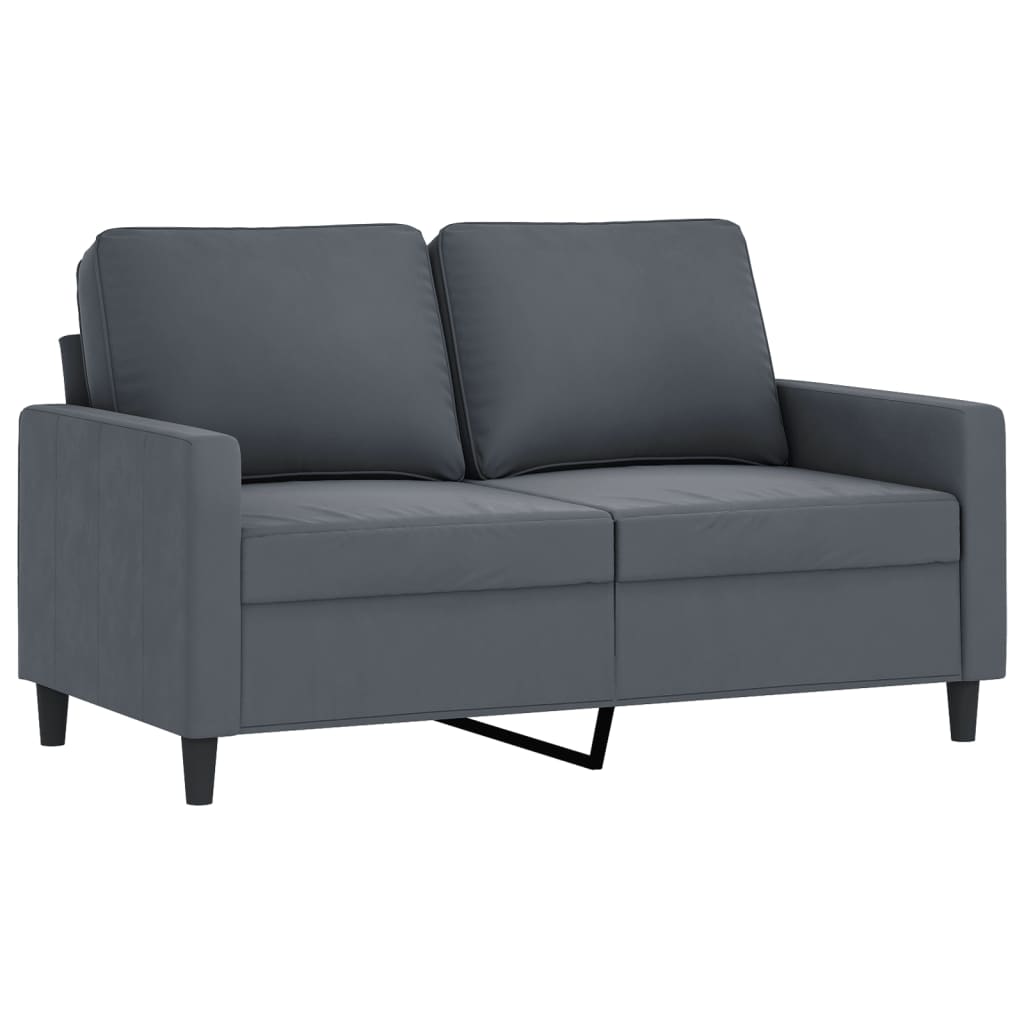 3-piece sofa set with cushions in dark grey velvet