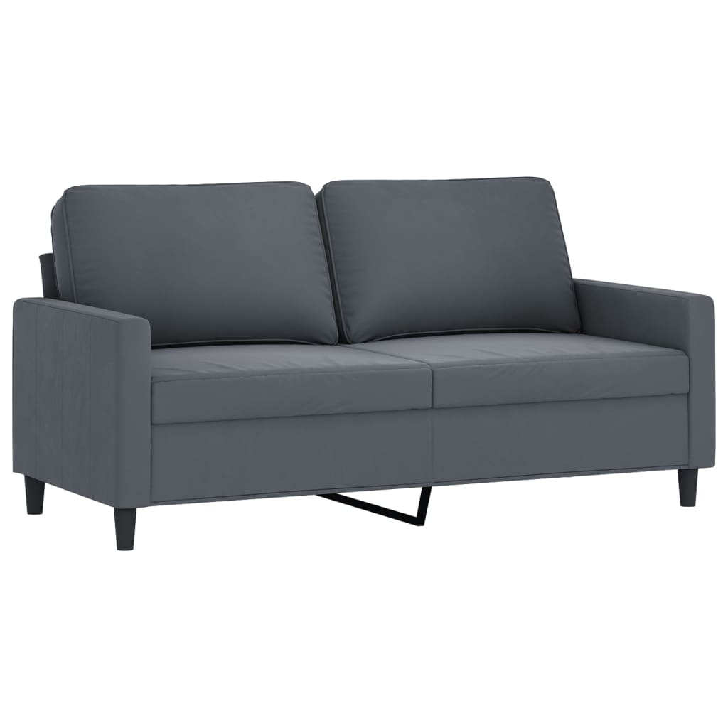 3-piece sofa set with cushions in dark grey velvet
