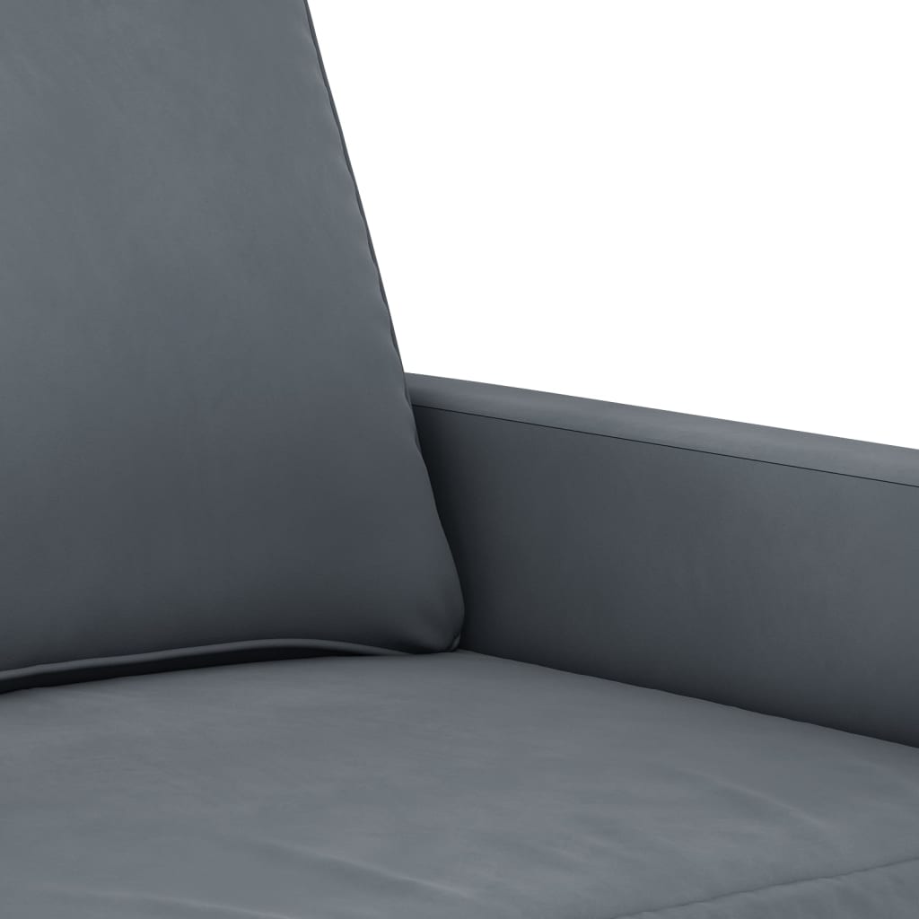 3-piece sofa set with cushions in dark grey velvet