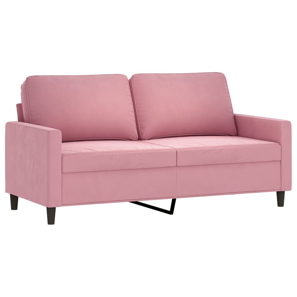 3-tlg. Sofagarnitur mit Kissen Rosa Samt