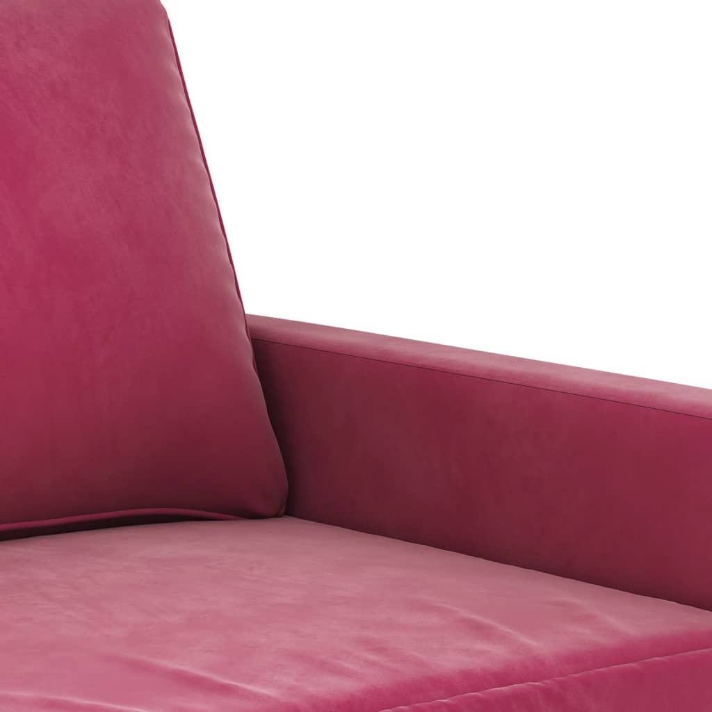 3-piece sofa set with cushions wine red velvet