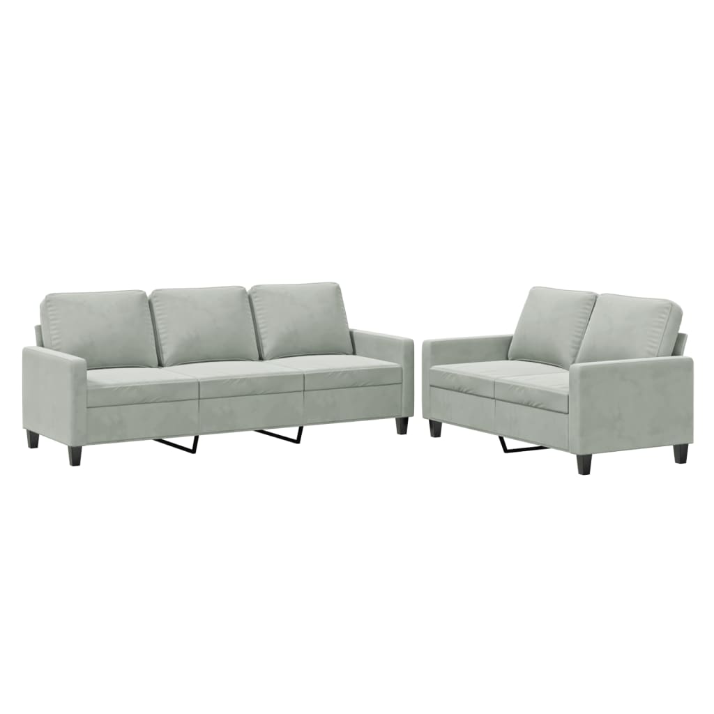 2-piece sofa set with cushions light grey velvet