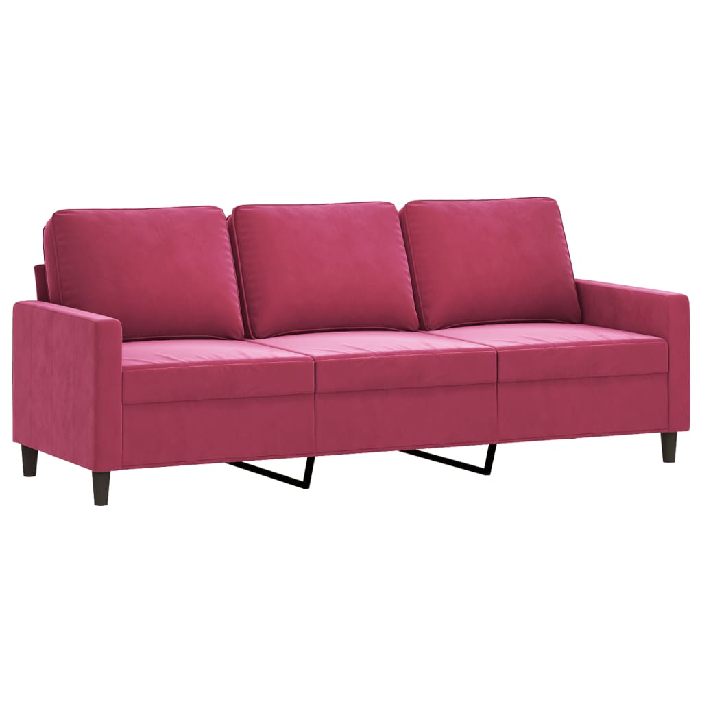 2-piece sofa set with cushions wine red velvet