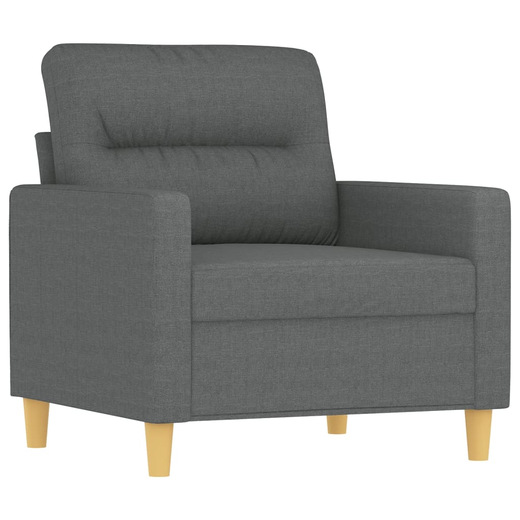 4-piece sofa set with cushions in dark grey fabric