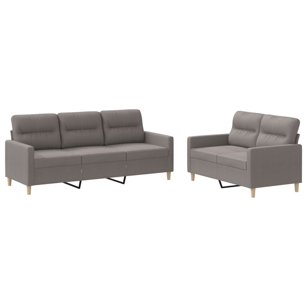 Ensemble de canapé 2 pièces avec coussins en tissu taupe