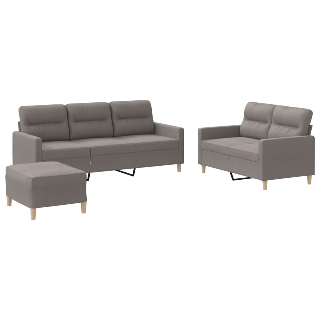 3-piece sofa set with cushions in taupe fabric