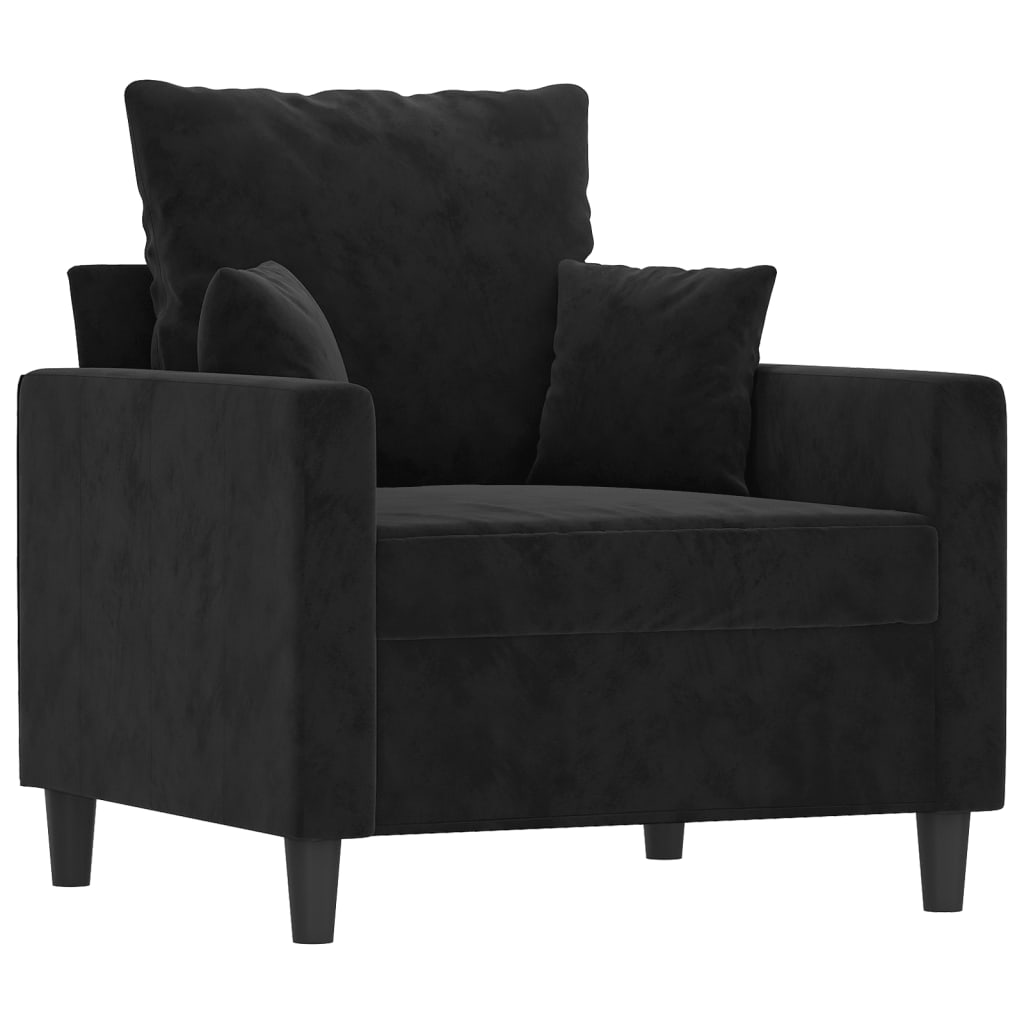Ensemble de canapé 3 pièces avec coussins en velours noir
