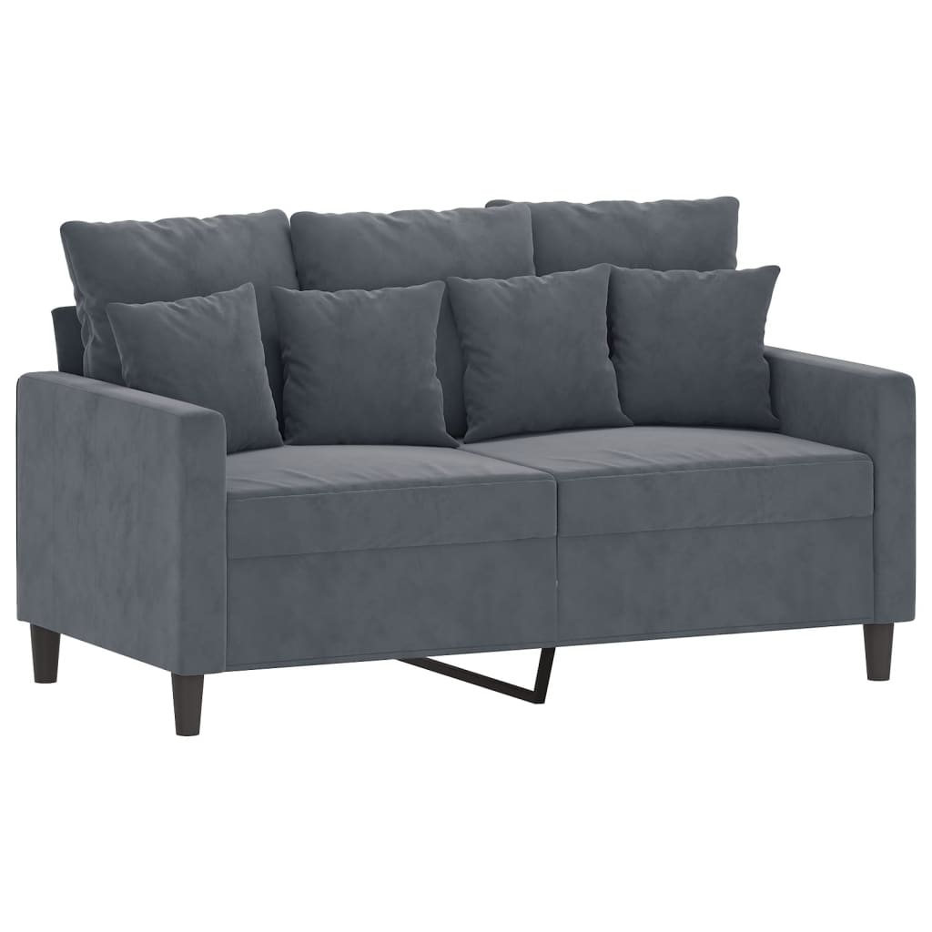 Ensemble de canapé 2 pièces avec coussins en velours gris foncé