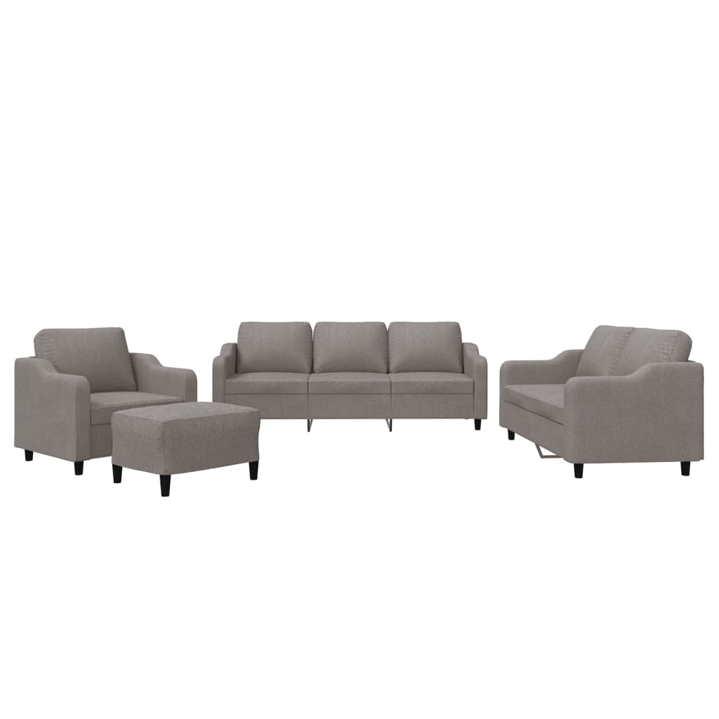 4-tlg. Sofagarnitur mit Kissen Taupe Stoff