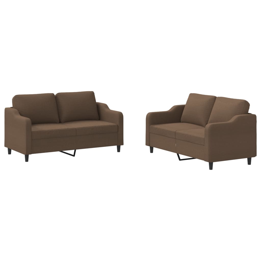 Ensemble de canapé 2 pièces avec coussins en tissu marron