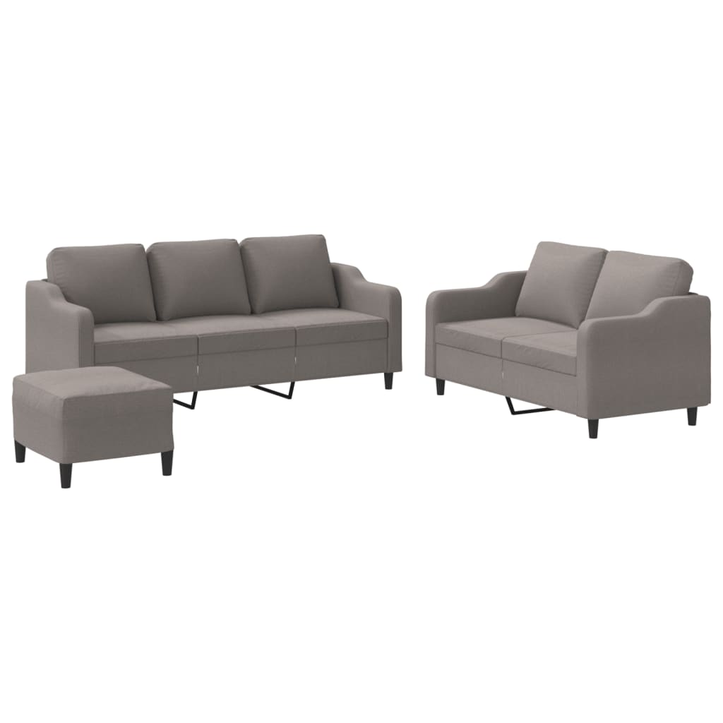 3-piece sofa set with cushions in taupe fabric