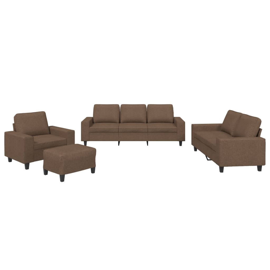 4-piece sofa set brown fabric