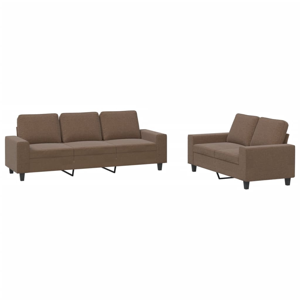 Ensemble de canapé 2 pièces en tissu marron