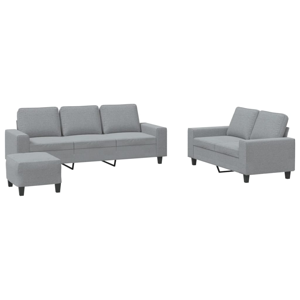 Ensemble de canapé 3 pièces en tissu gris clair