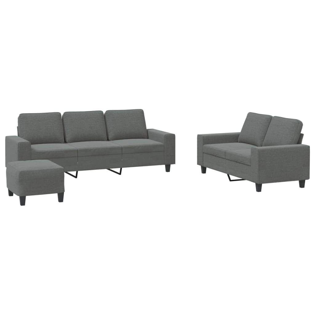 Ensemble de canapé 3 pièces en tissu gris foncé