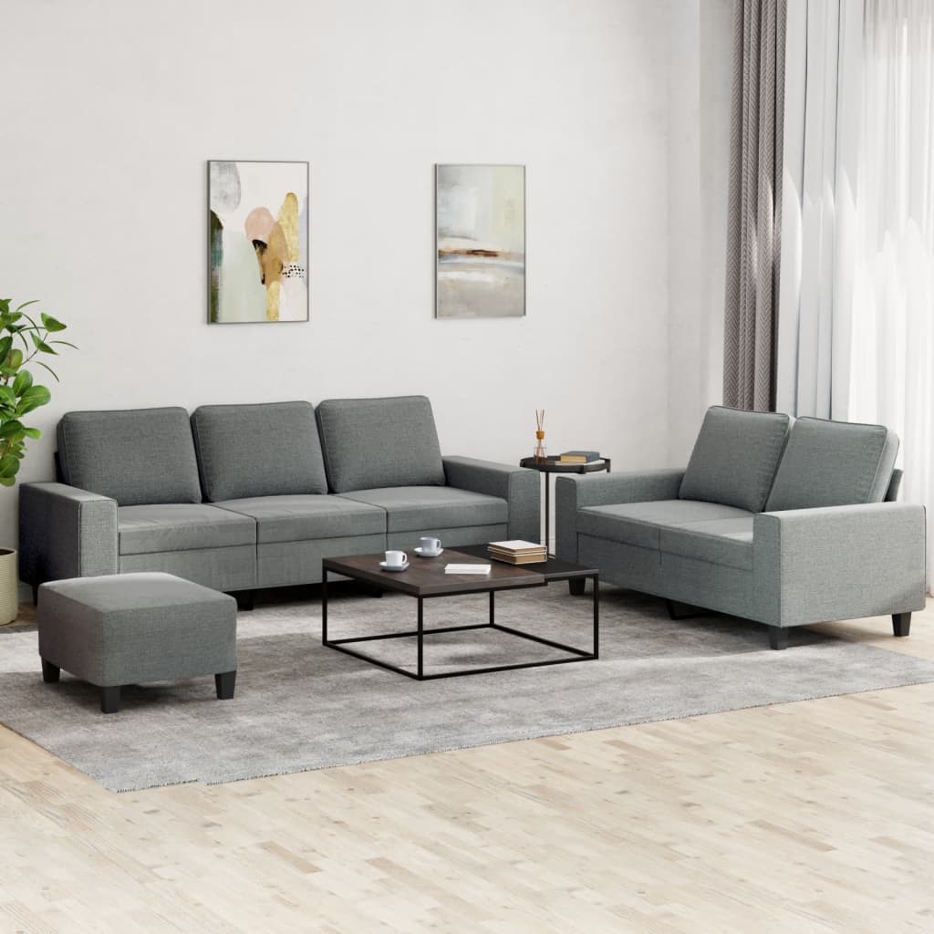 Ensemble de canapé 3 pièces en tissu gris foncé