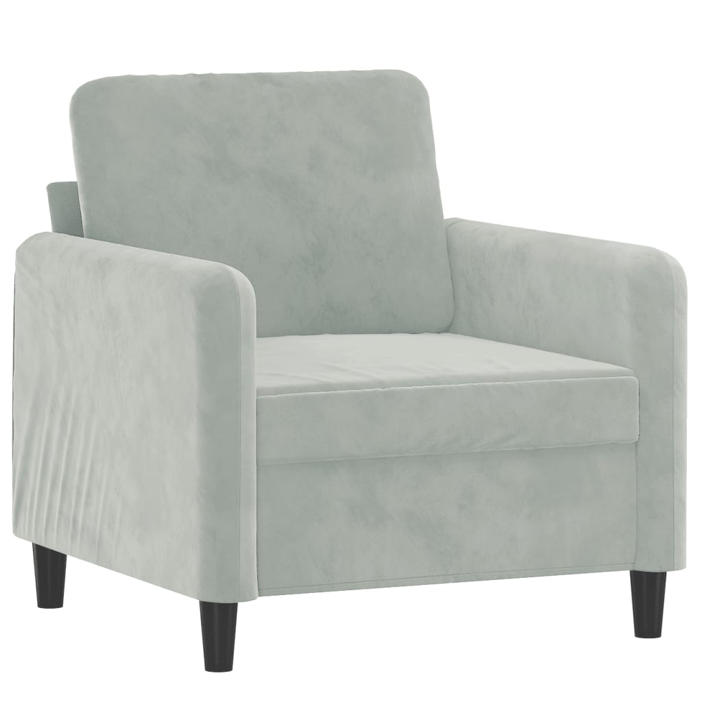 Ensemble de canapé 3 pièces en velours gris clair