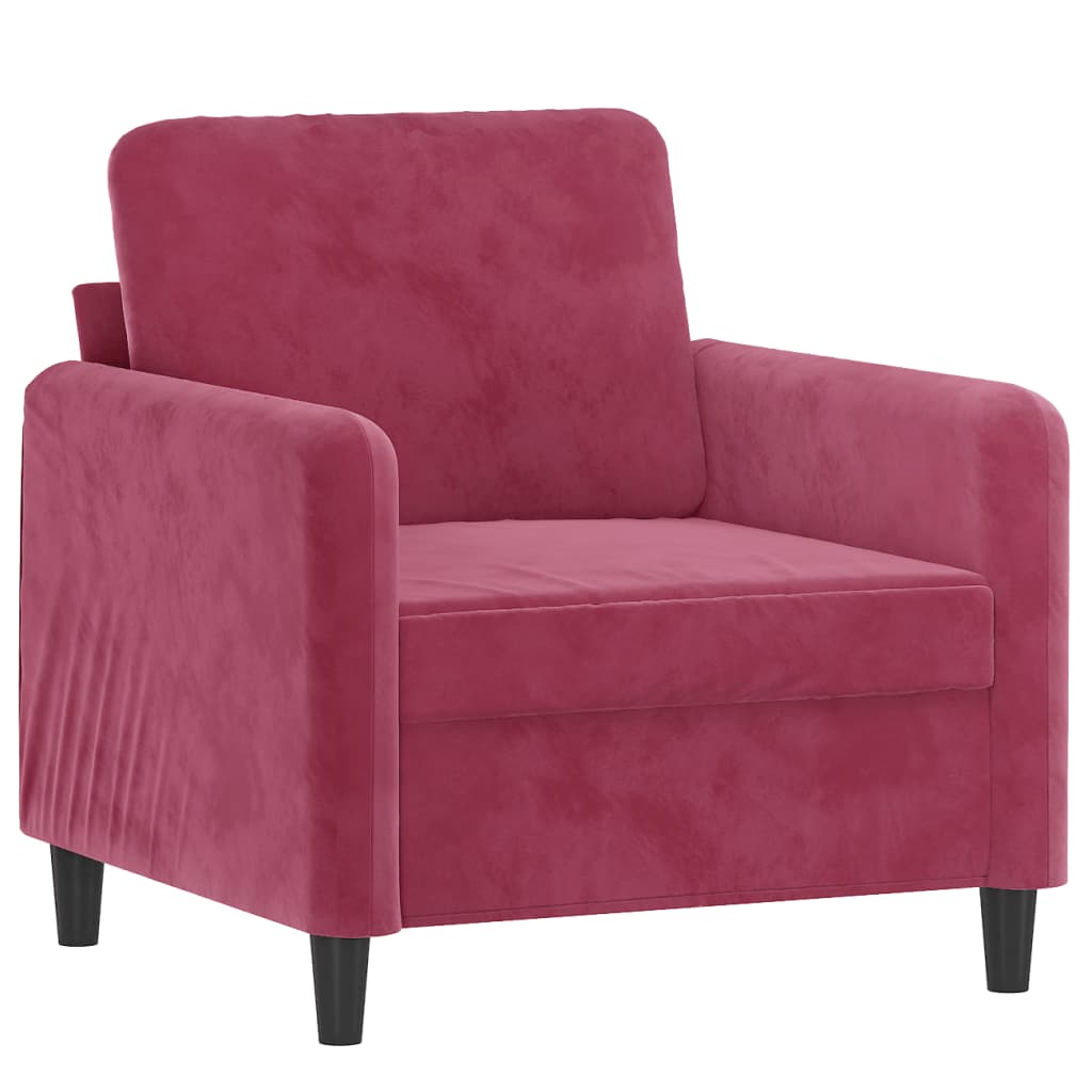 3 pcs. Sofa set wine red velvet